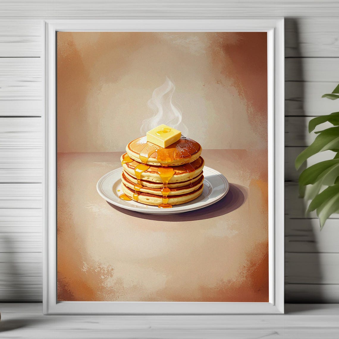 Stack of Buttermilk Pancakes with Butter and Syrup Kitchen Poster