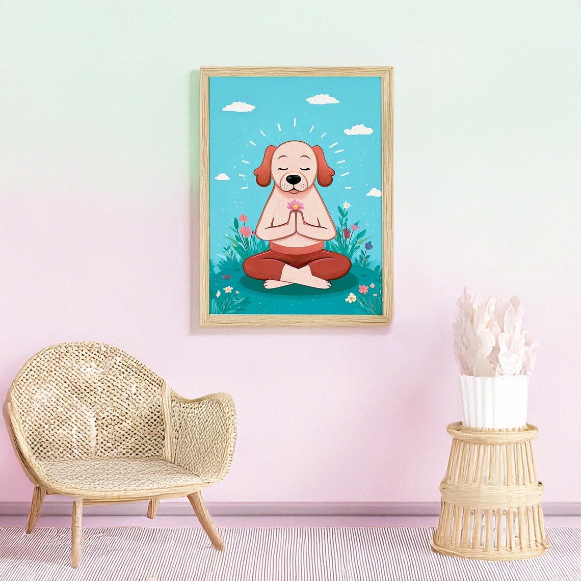 Meditating Dog Art Print, Cute Zen Dog Decor - Image 2