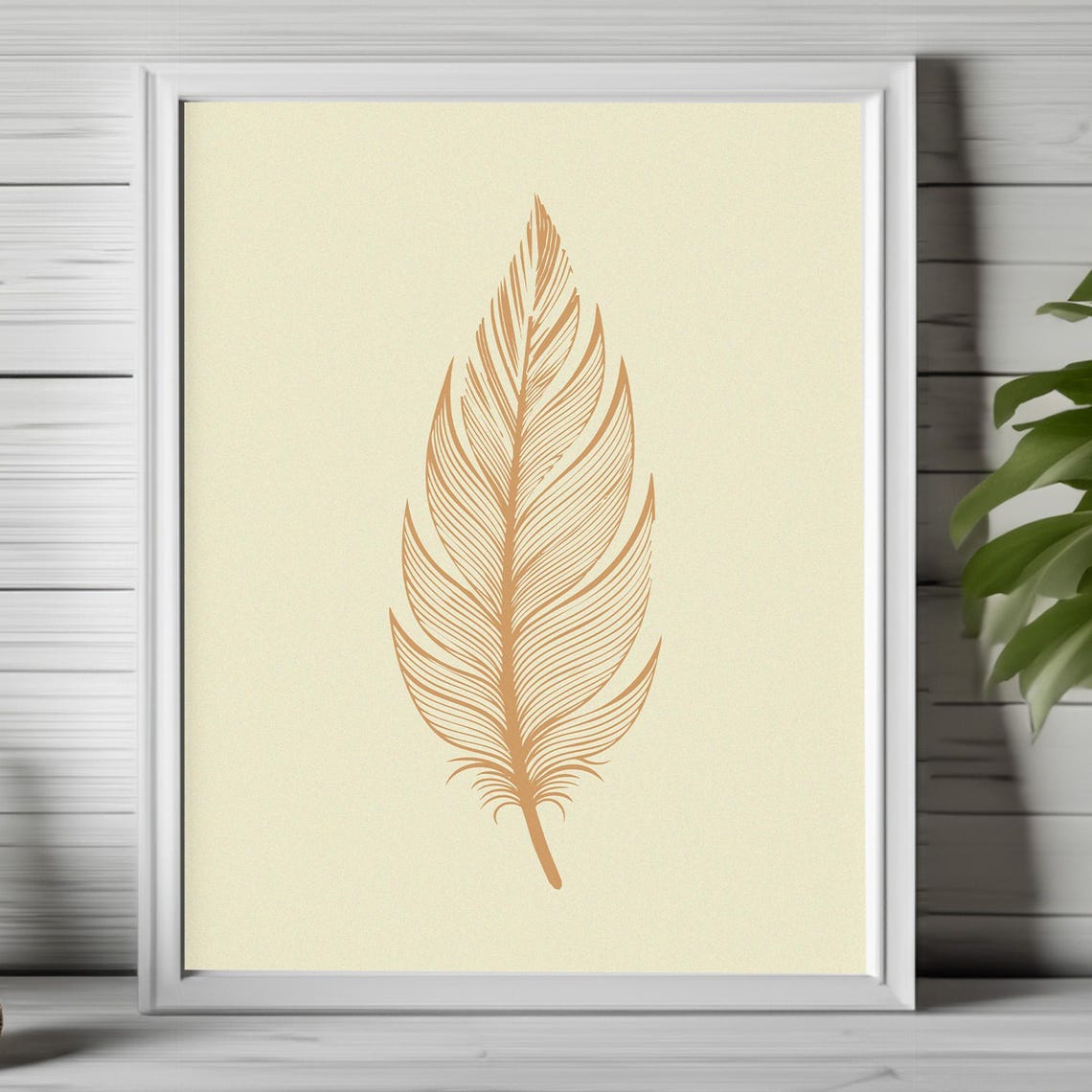 Boho Feather Art Minimal Feather Print Spiritual Decor Modern Boho Artwork Neutral Wall Art Earthy Tones Home Decor Feather Print 117