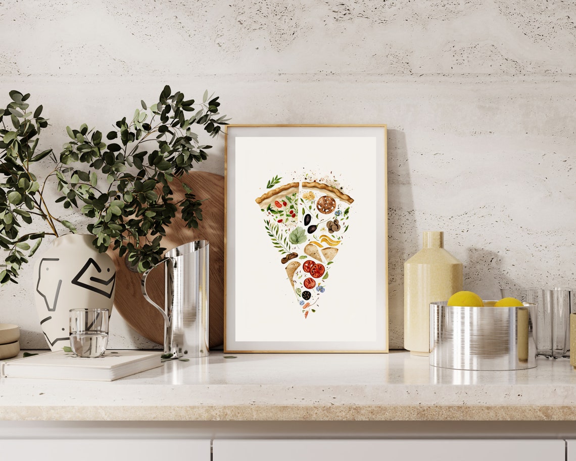 Pizza Wall Art Print, Boho Kitchen Wall Decor - Image 2
