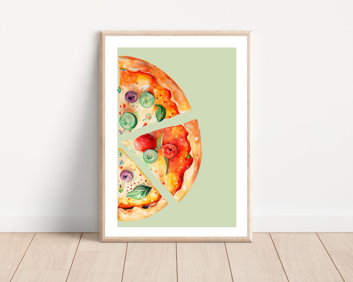 Italian Pizza Slice Watercolor Art Print