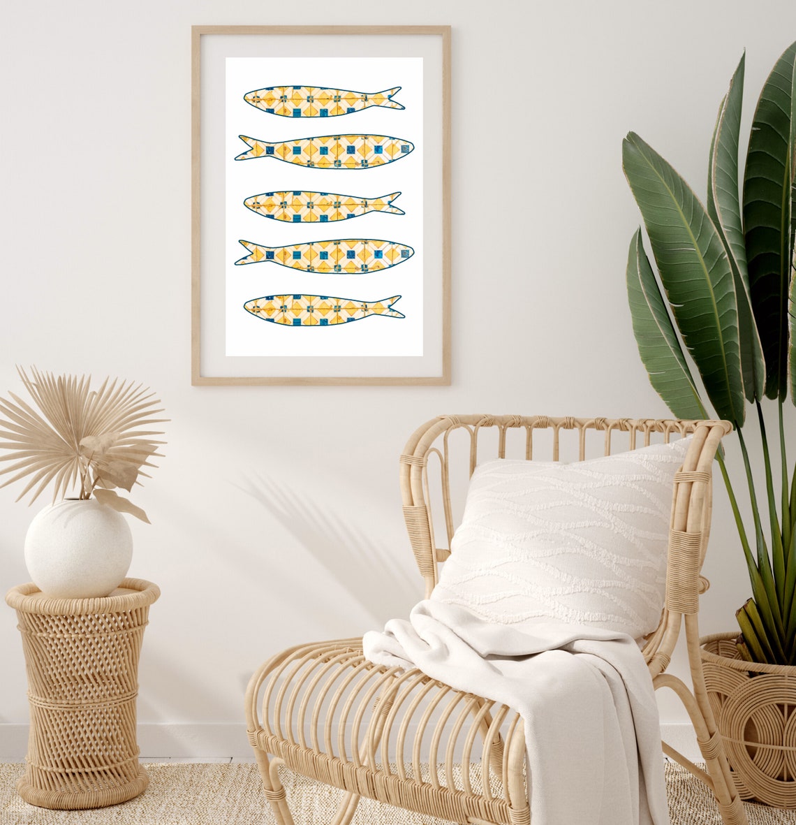 Yellow Portugal Sardine Tile Art Print, Boho Lisbon - Image 2