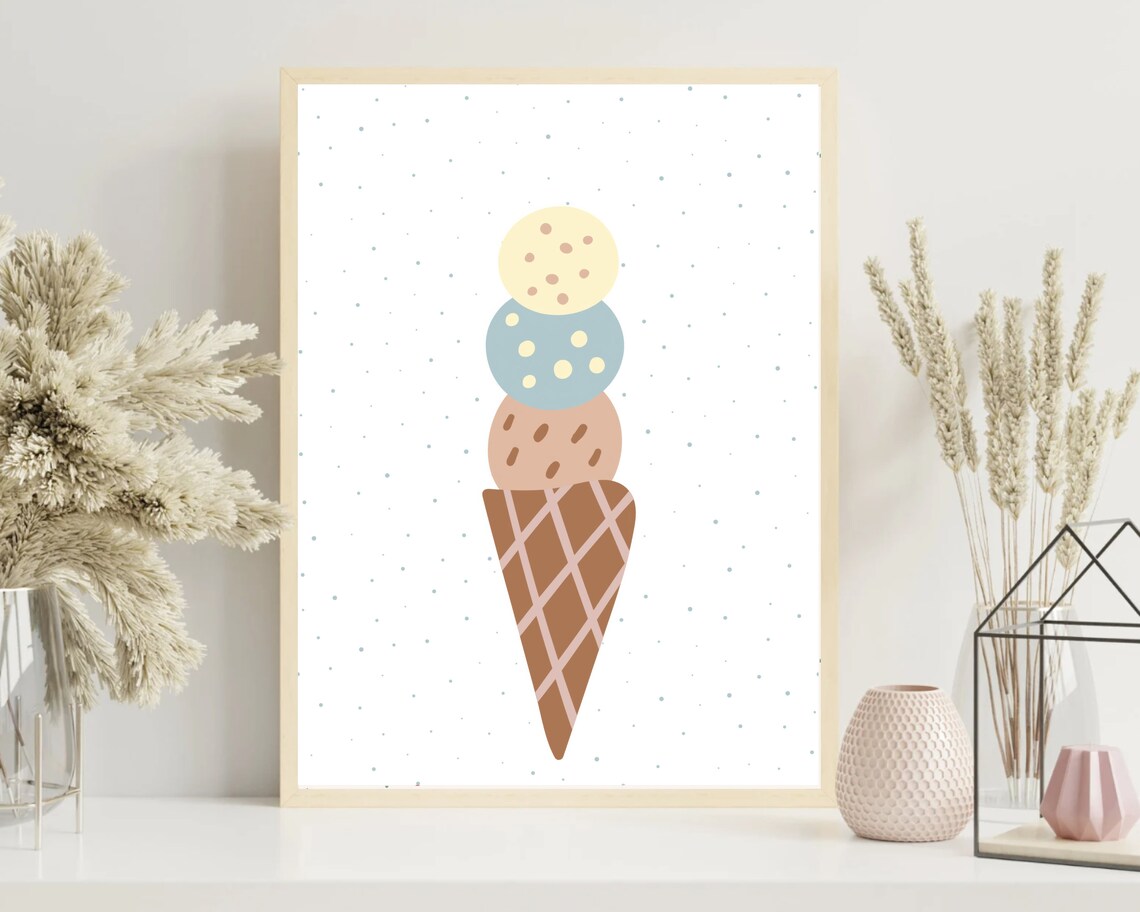 Modern Nursery Ice Cream Cone Poster Print - Image 2
