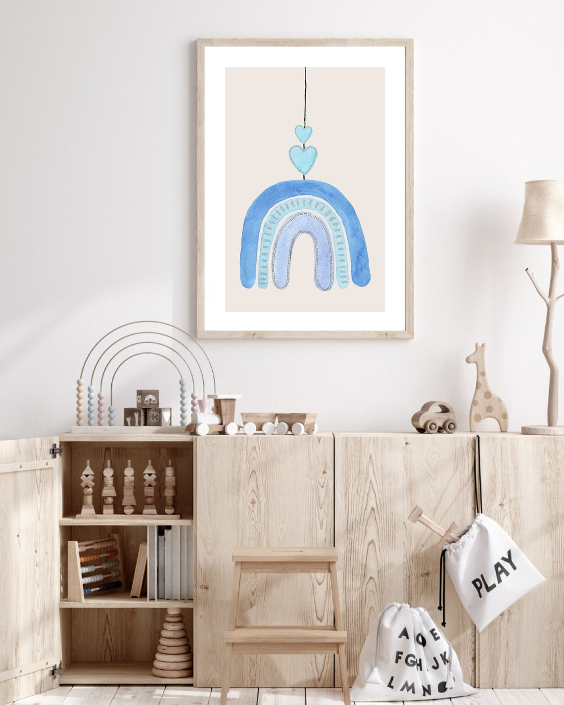 Boho Watercolor Rainbow and Heart Nursery Art Print - Image 3