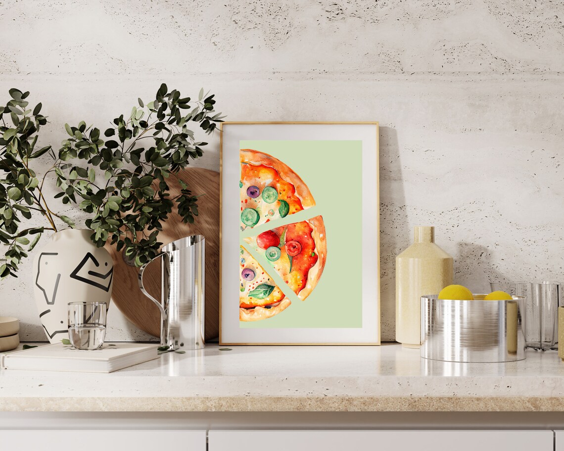 Italian Pizza Slice Watercolor Art Print - Image 2