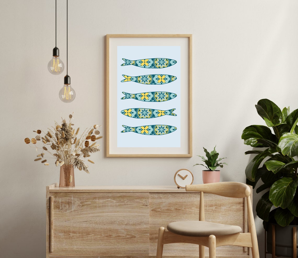 Portuguese Sardine Tile Print, Modern Kitchen Decor - Image 2