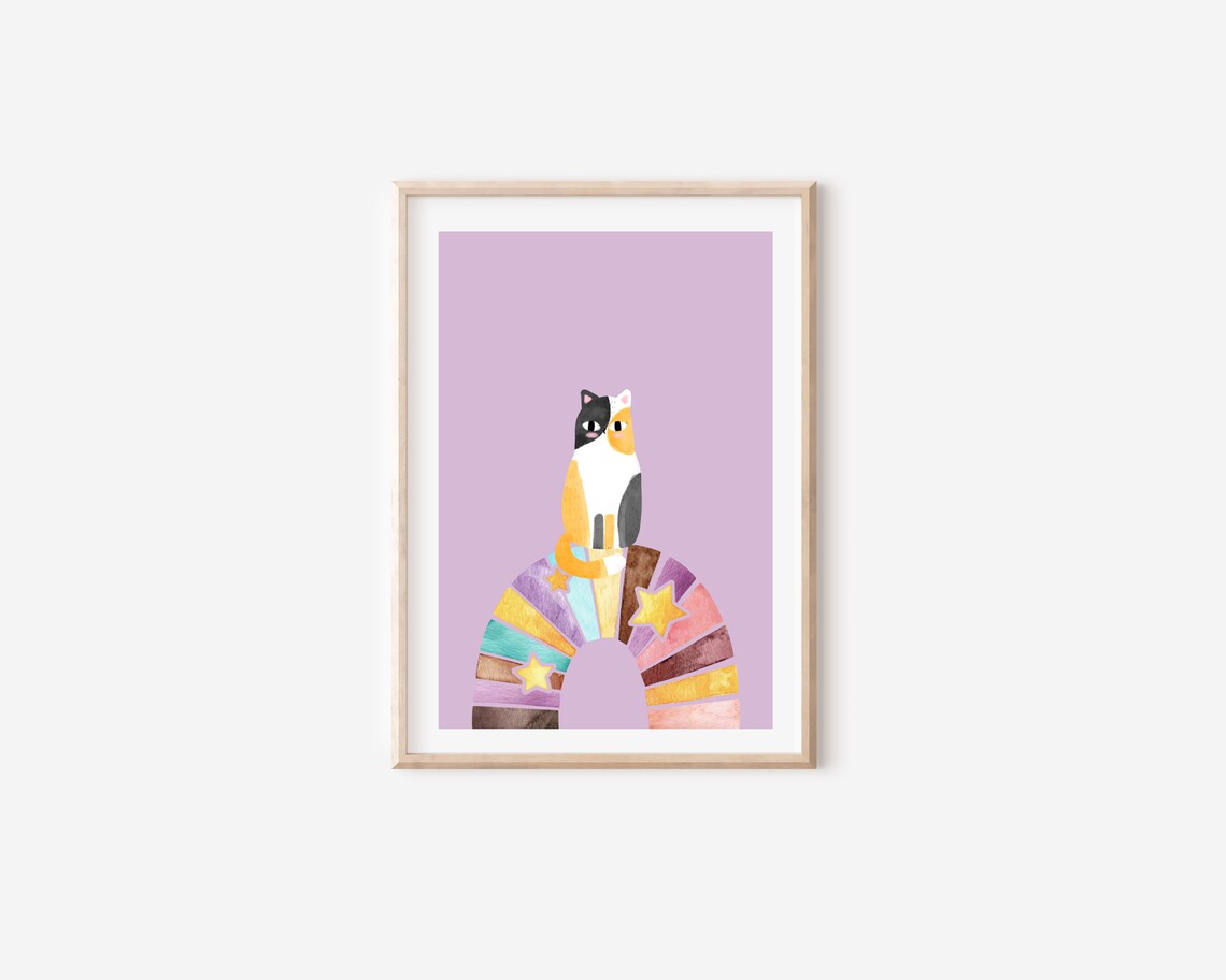 Rainbow Cat Nursery Art Print for Girls Kids Room - Image 5