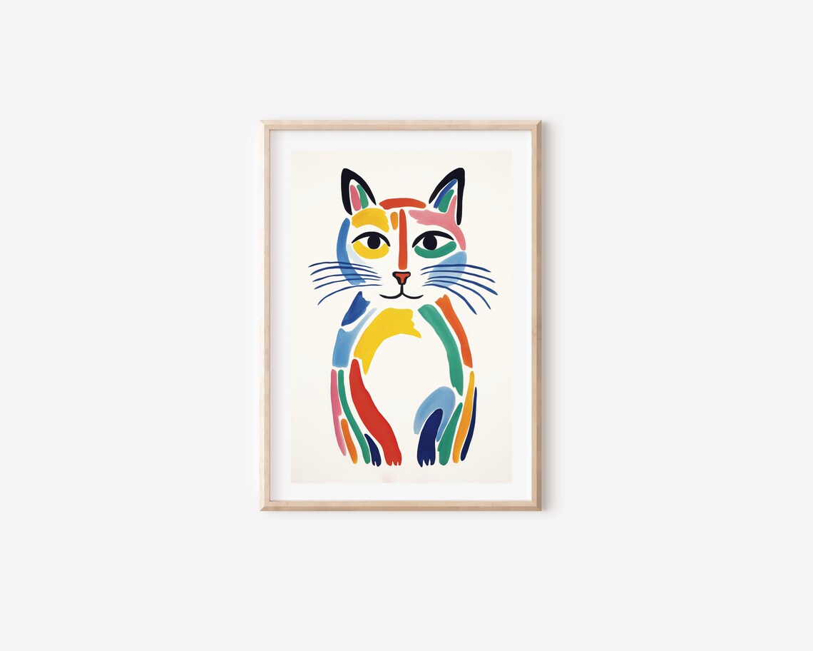 Matisse-Inspired Cat Art Print, Abstract Watercolor - Image 4