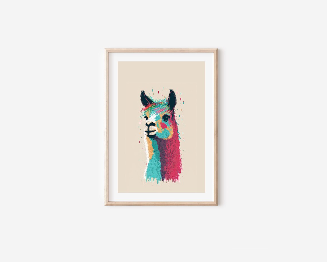 Colorful Pop Art Llama Portrait Vibrant Modern Animal Wall Art - Image 4