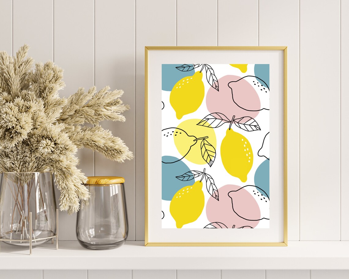 Lemon Citrus Kitchen Art Print, Mediterranean Line Art - Image 3