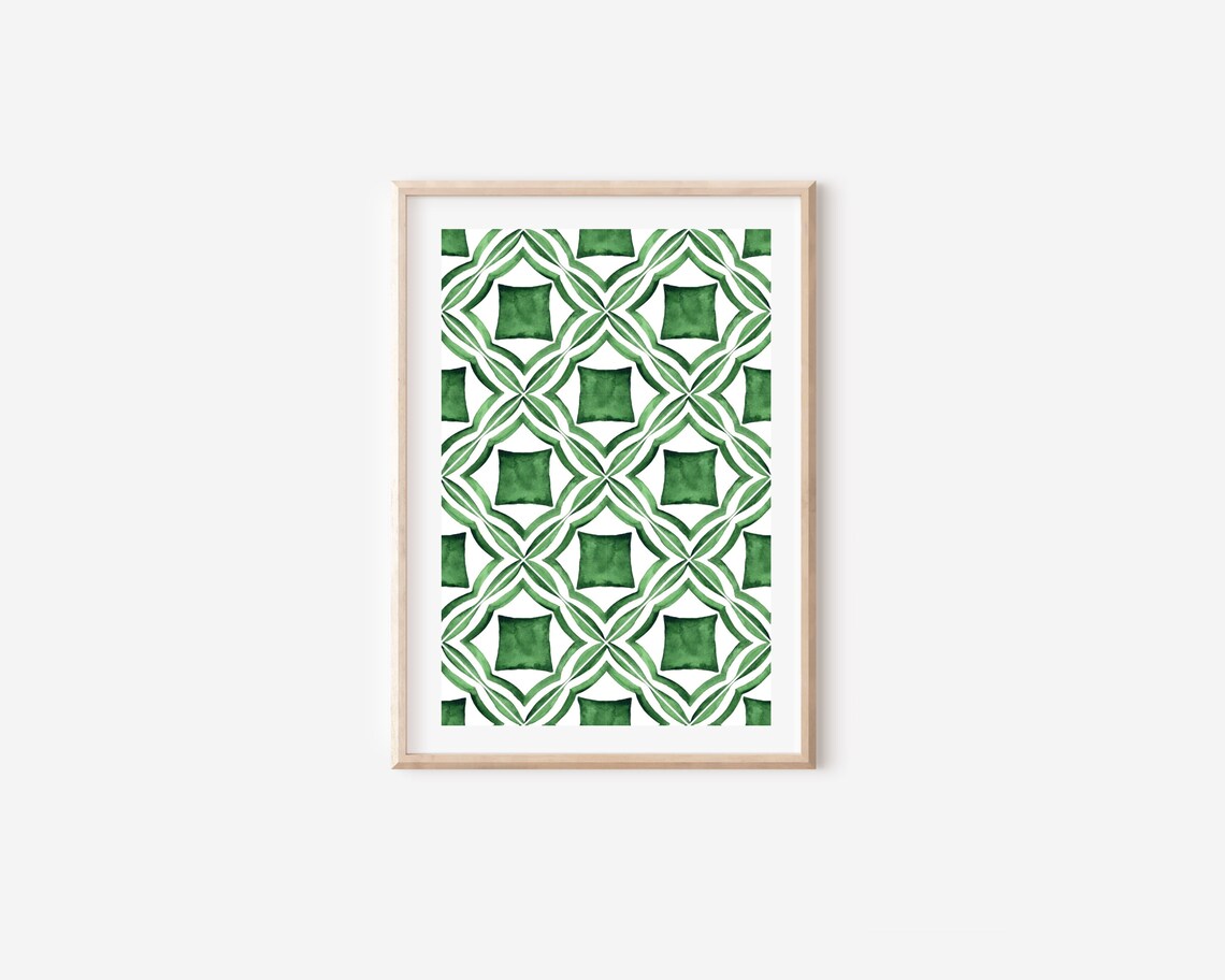 Mediterranean Green Tile Art Print, Spanish Azulejo - Image 4