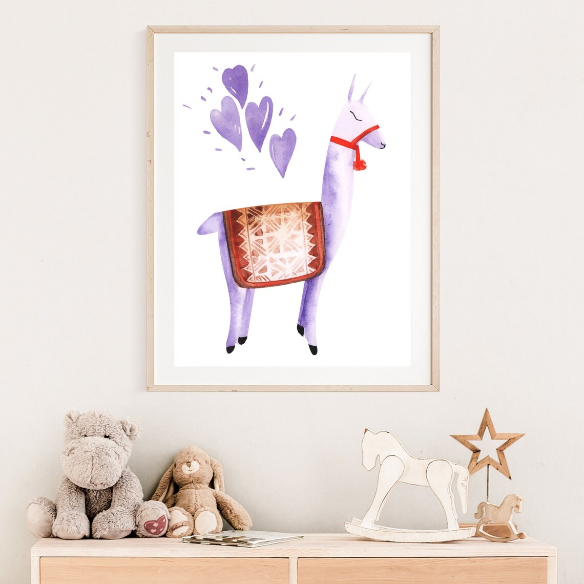 Boho Llama Nursery Art Print, Watercolor Decor - Image 2