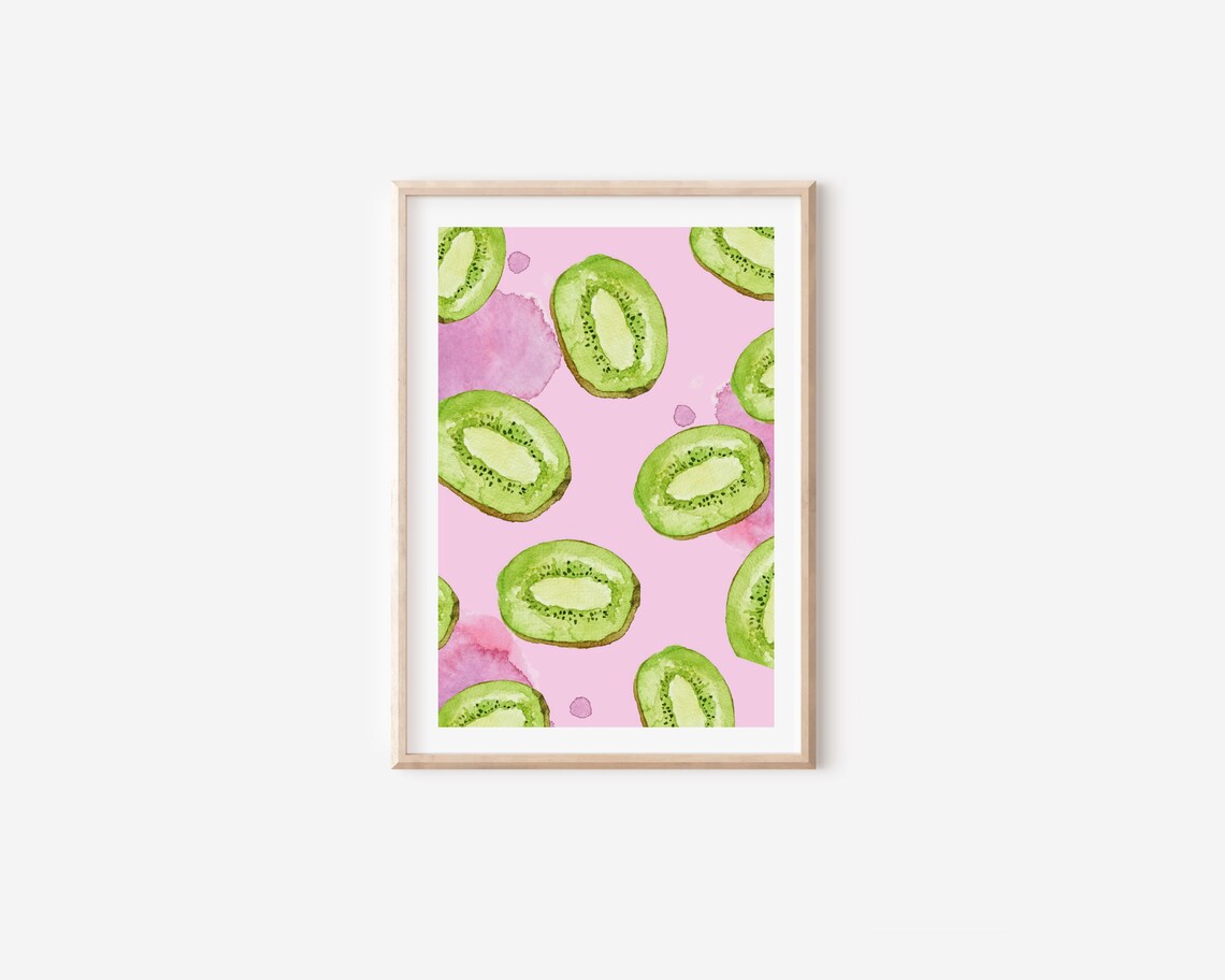 Watercolor Kiwi Slice Art Print, Tropical Kitchen - Image 4