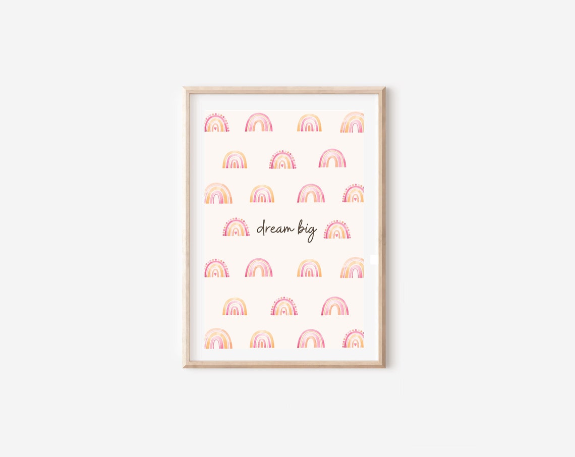 Boho Dream Big Baby Girl Nursery Rainbow Art Print - Image 4