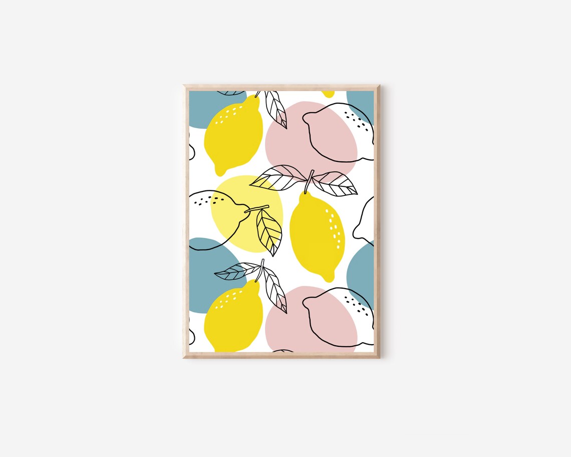 Lemon Citrus Kitchen Art Print, Mediterranean Line Art - Image 4