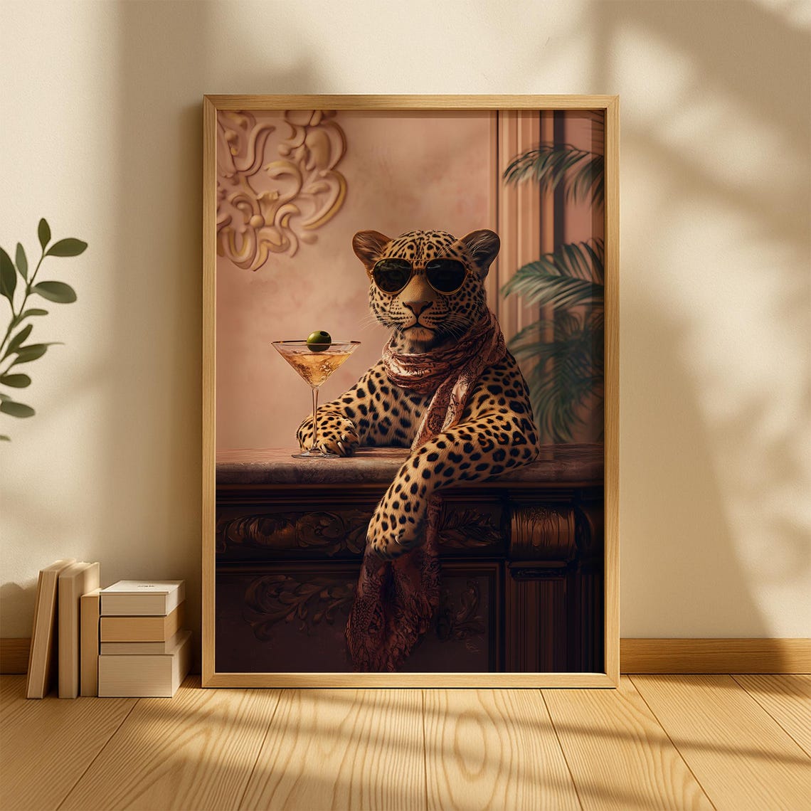 Dirty Print Leopard Cocktail Poster Bar Cart Decor Wall Art Apartment Alcohol Prints