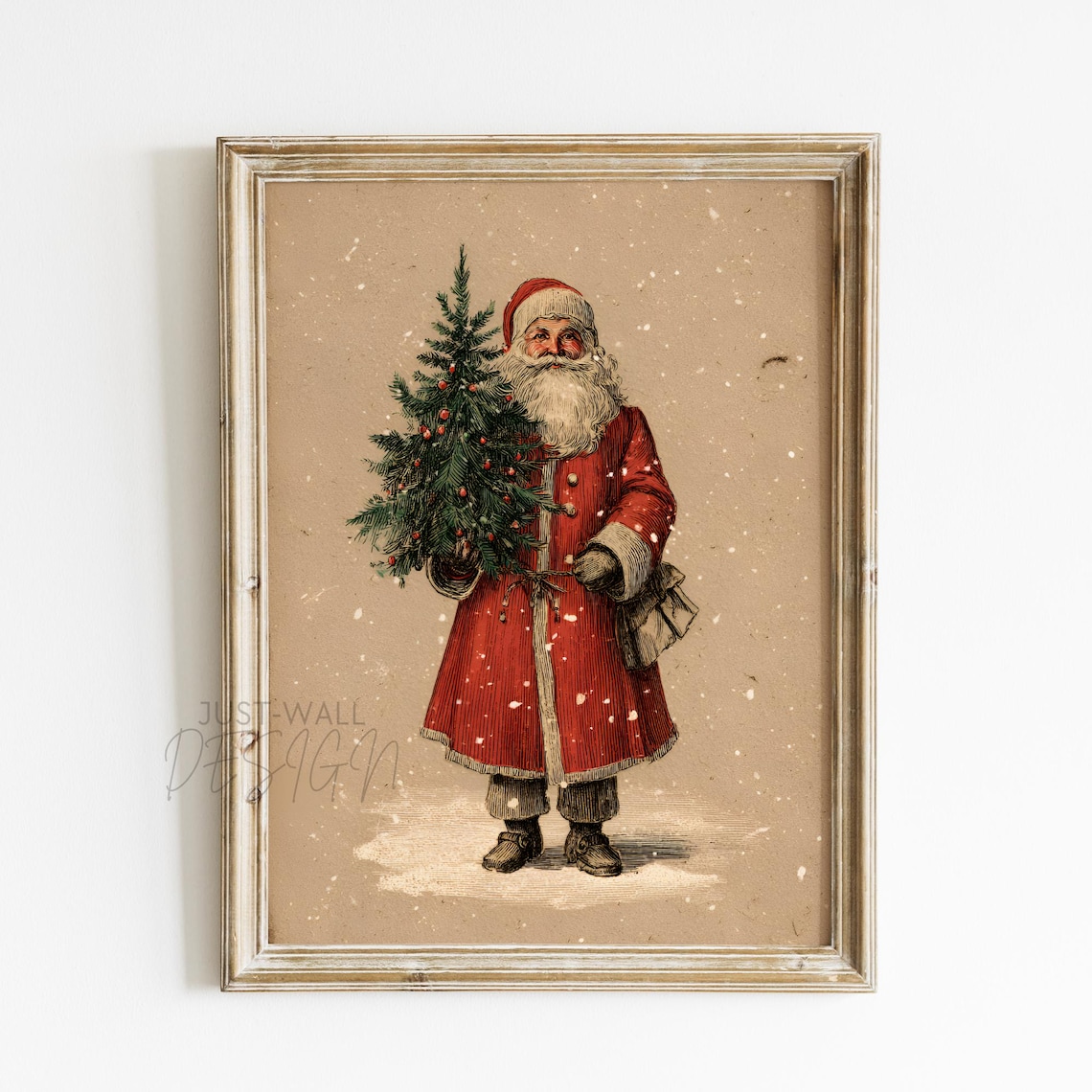 Vintage Santa Christmas Holiday Decor Poster