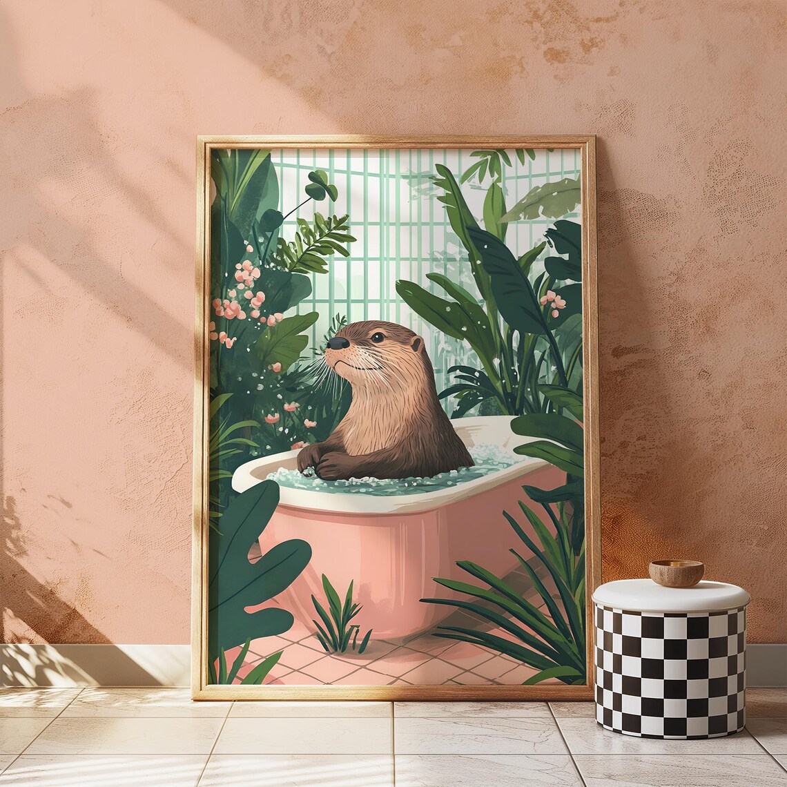 Funny Bathroom Wall Art Otter Prints For Apartment Decor