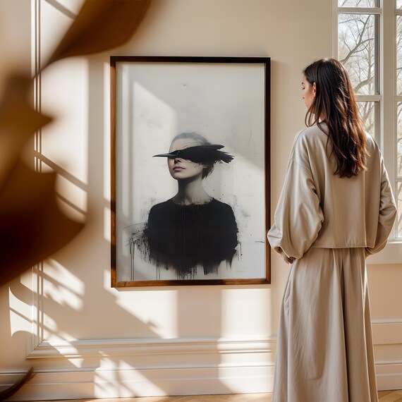 Abstract Woman Wall Art Print Prints Unique Deco Style Portrait Large For Living Room