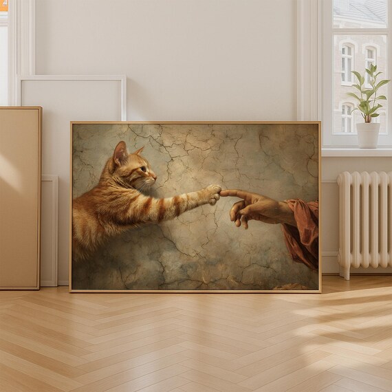 Funny Cat Poster Funky Wall Art Humorous Print Quirky Large