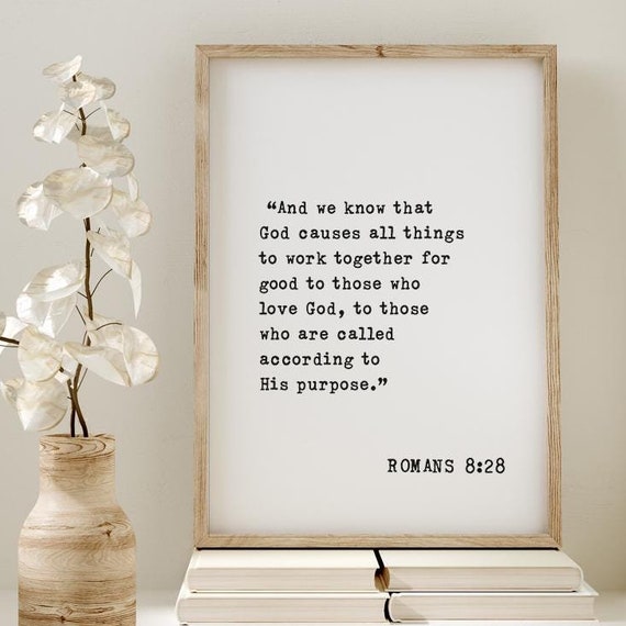 Romans 828 Framed Quote Scripture Frame Bible Verse Christian Gift Inspiring Wall Art Home Decor For Faith