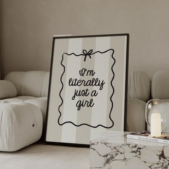 Beige Black Im Literally Just A Girl Bow Poster The New Era Studio