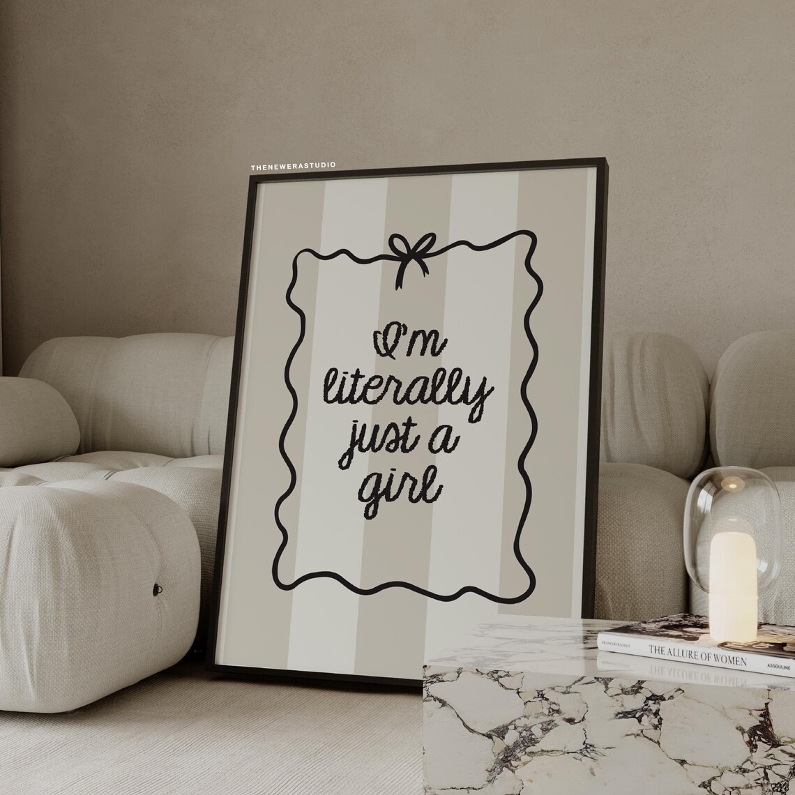 Beige Black Im Literally Just A Girl Bow Poster The New Era Studio