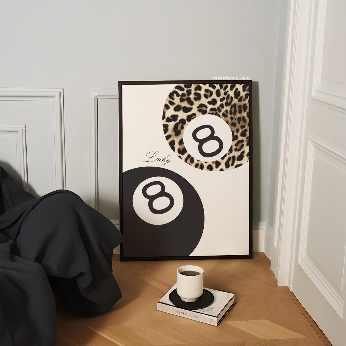 Lucky 8 Ball Leopard and Black Duo Graphic Trendy Decor Poster
