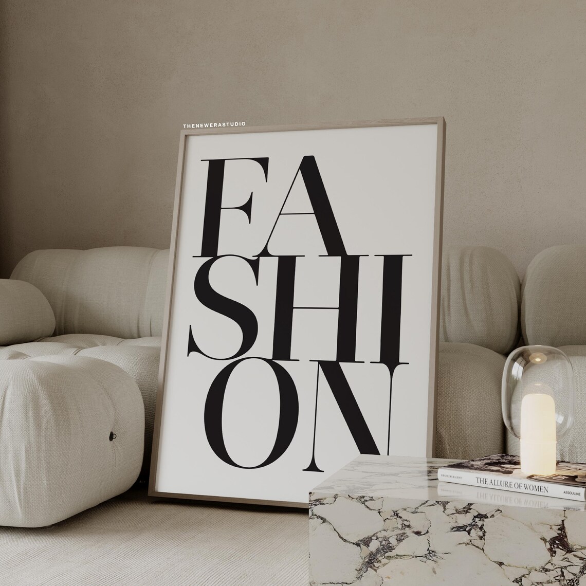 Fashion Stacked Serif Typography Black and White Decor Poster