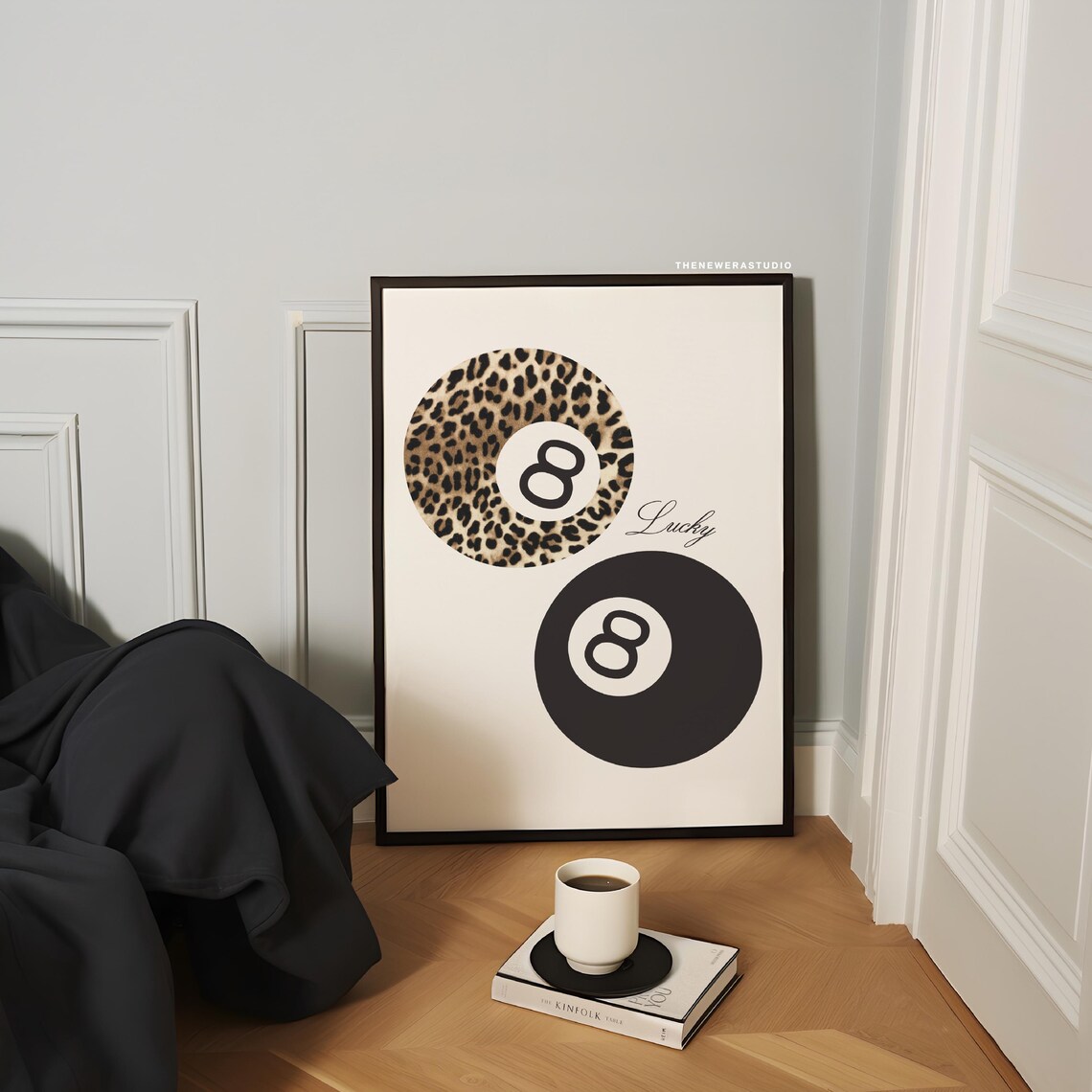 Leopard Black Lucky 8 Ball Printed Poster The New Era Studio