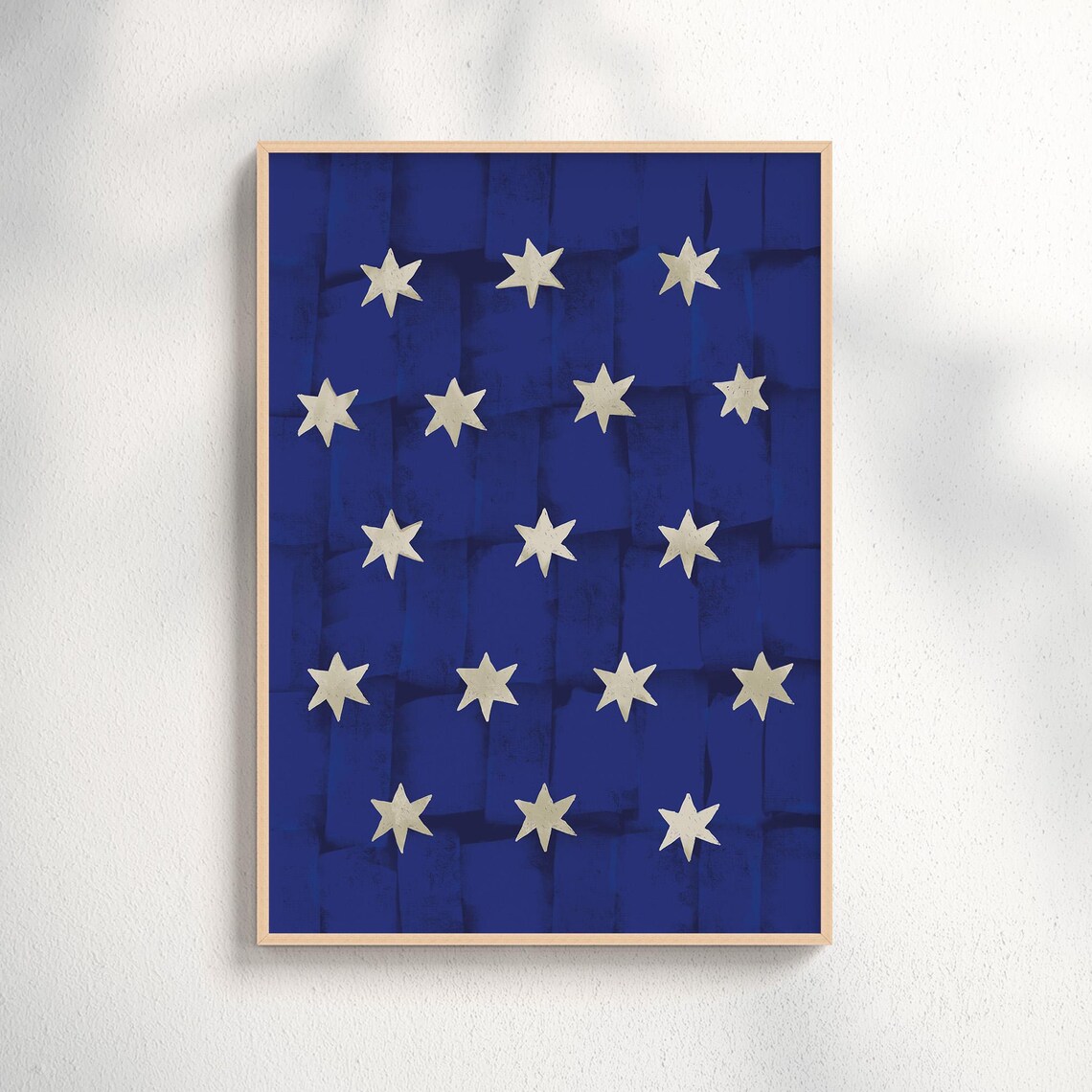 Christmas Wall Art Navy Star Poster Celestial Print Scandinavian Holiday Decor Minimalist Blue Starry Night