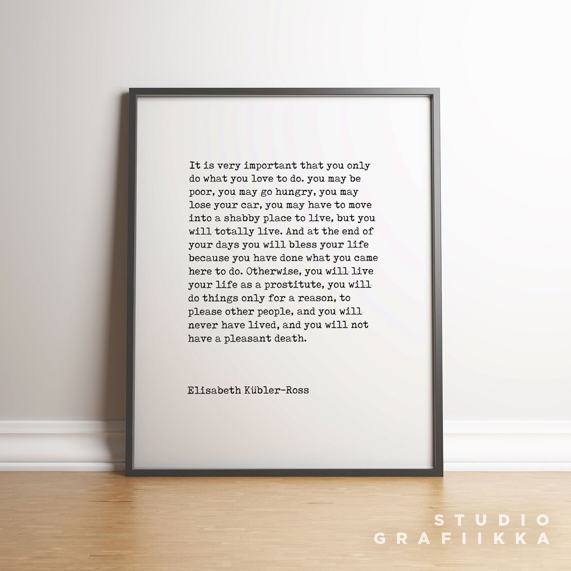 Elisabeth Kubler Ross Do What You Love Typewriter Quote Poster - Image 2