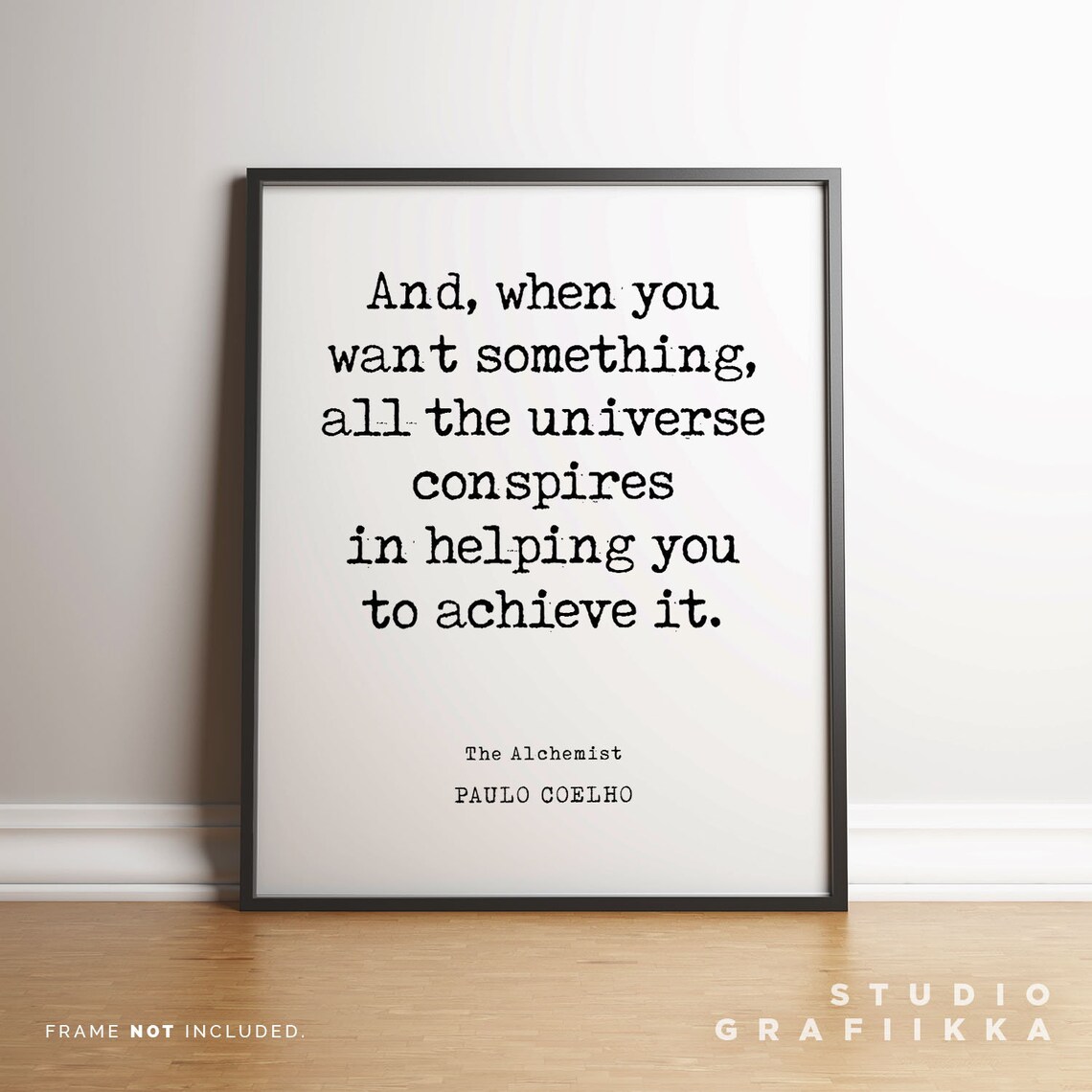 Paulo Coelho The Alchemist Universe Conspires Quote Typewriter Poster - Image 3