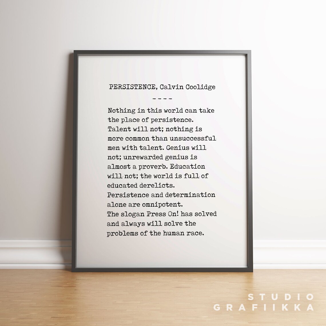 Persistence Calvin Coolidge Motivational Quote Typewriter Print - Image 2
