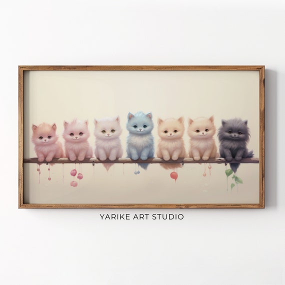 Valentines Day Cute Cats Frame Tv Art Valentine Cats Neutral Frame Tv Art Abstract Valentines Kitties For Tv Cute Home Decor 17 Tv