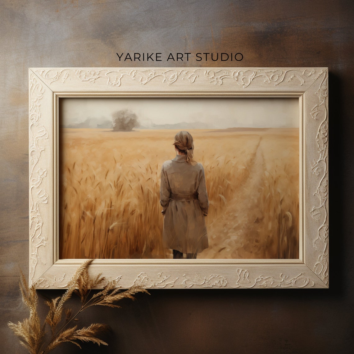 Woman In Wheat Field Landscape Painting Autumn Decor Autumn Print Farmhouse Decor Autumn Wall Art Wheat Field Ai Wall Art 419 - Image 4