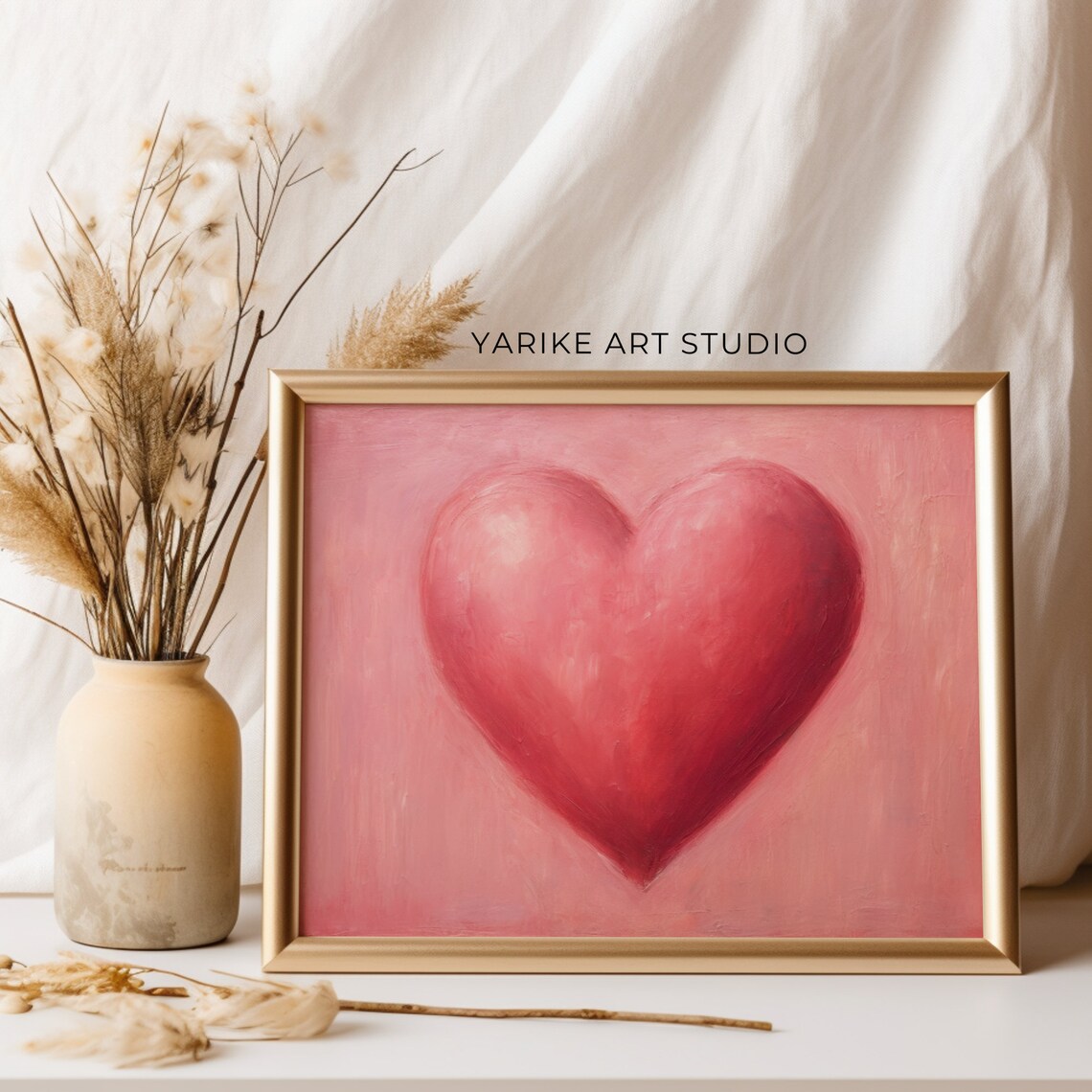 Bold Red Heart On Pink Romantic Minimal Valentine Day Art Poster - Image 4
