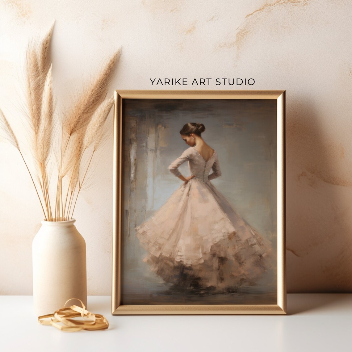 Antique Ballerina in Blush Gown Vintage Ballet Dance Art Poster - Image 2