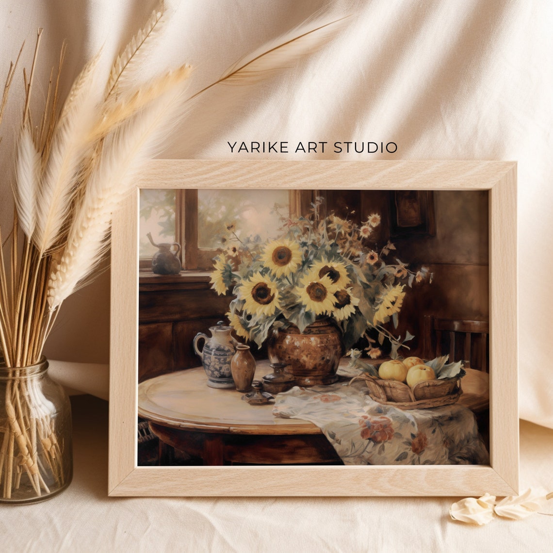 Sunflowers Still Life Rustic Kitchen Table Vintage Farmhouse Poster - Image 2