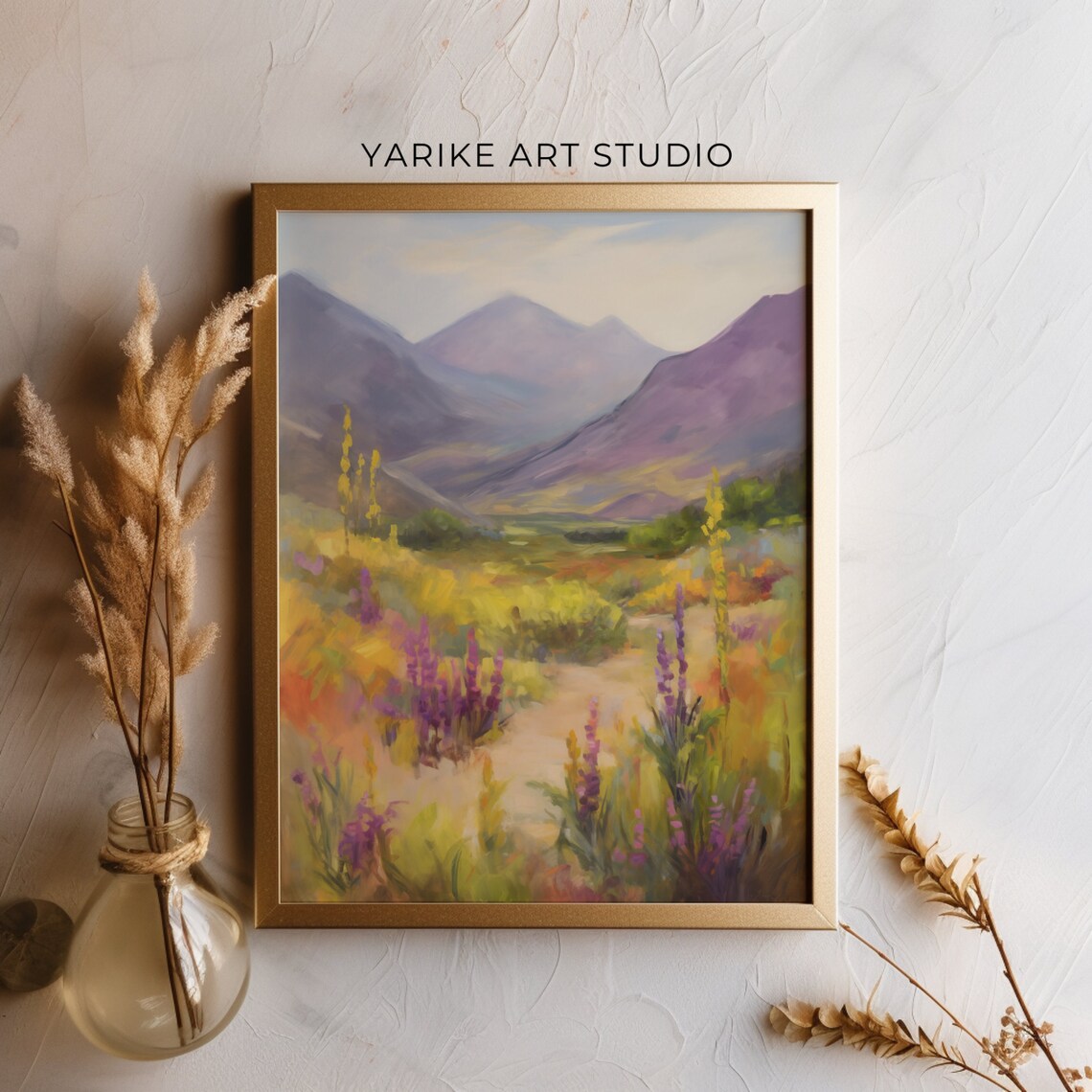 Mountain Valley Wildflowers Purple Lupines Golden Hills Poster - Image 4