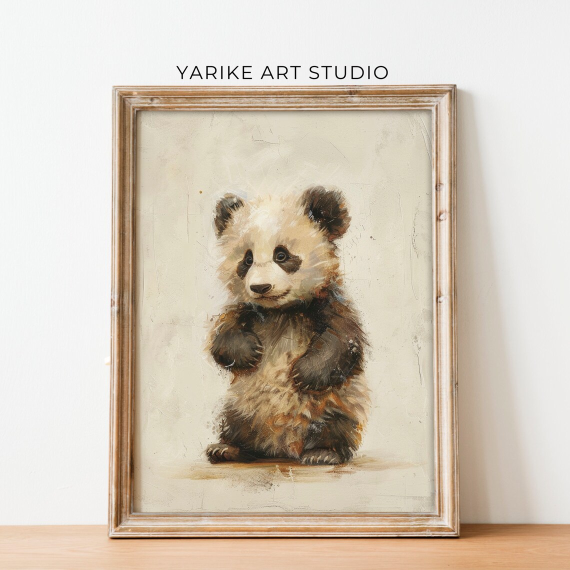 Vintage Baby Panda Sitting Cute Animal Portrait Wildlife Art Poster - Image 2