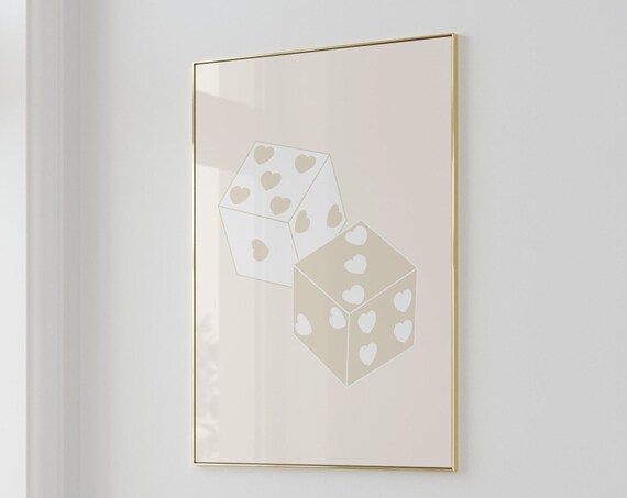 Beige Wall Art Dice Wall Art Preppy Room Decor Cute Apartment Decor Trendy Wall Decor Aesthetic Wall Art Neutral Wall Art Teengirl Wall Art