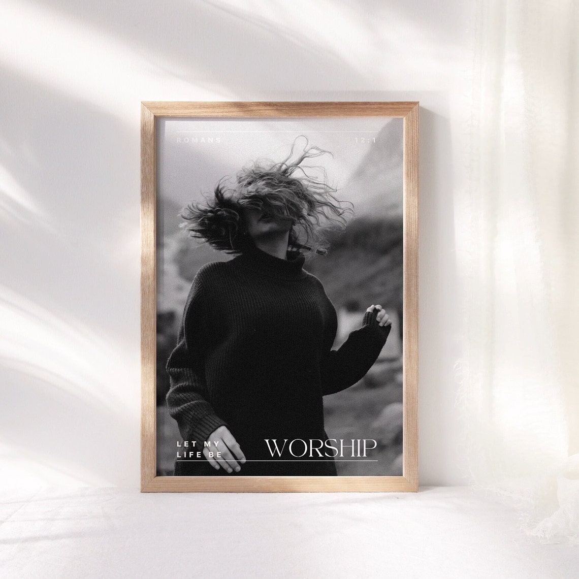 Let My Life Be Worship Black and White Photo Scripture Poster - Image 4