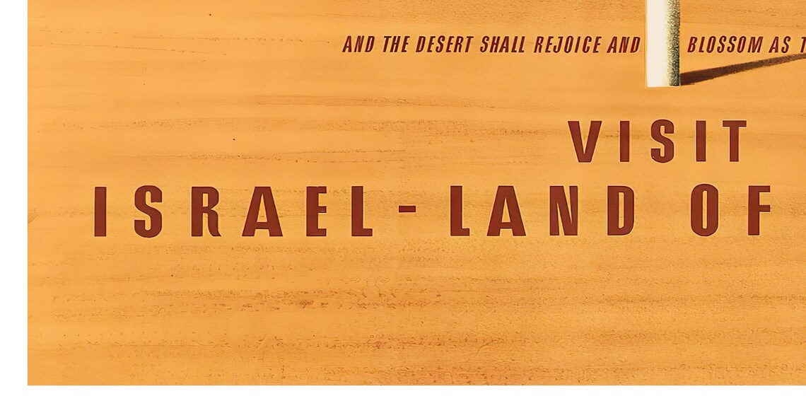 Visit Israel Land of the Bible Vintage Desert Rose Travel Art Poster - Image 2