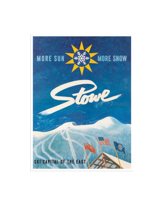 Stowe Vermont Poster Print Vintage Home Decor Travel Ski Art Xr1899