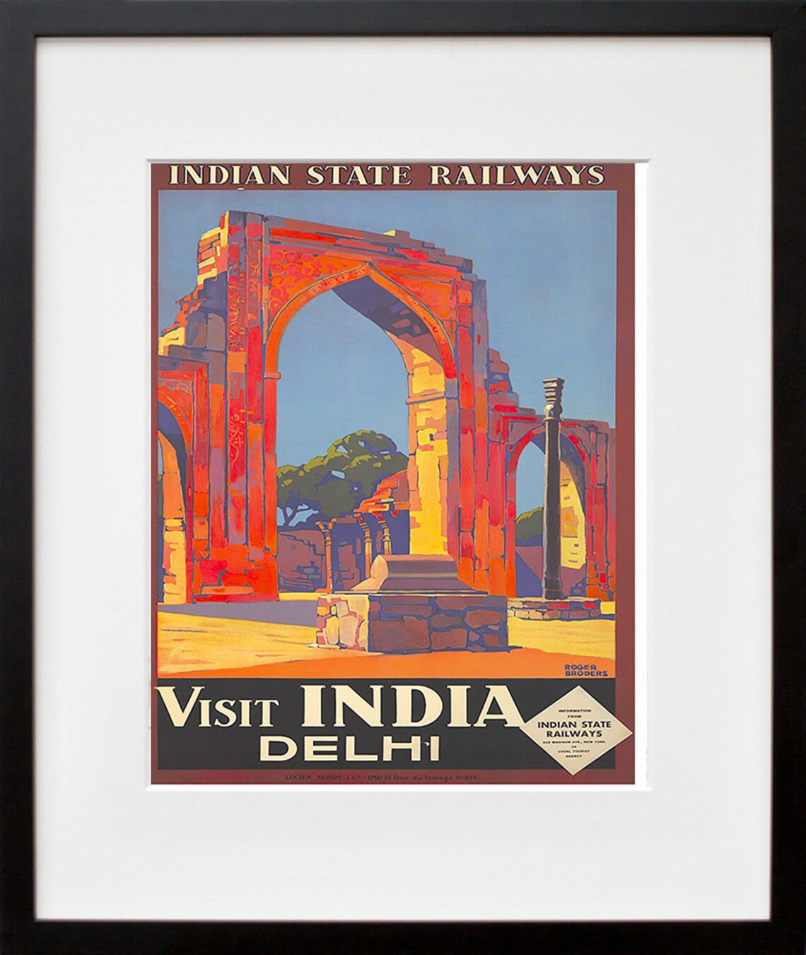 Visit India Delhi Roger Broders Indian Railways Travel Poster - Image 2