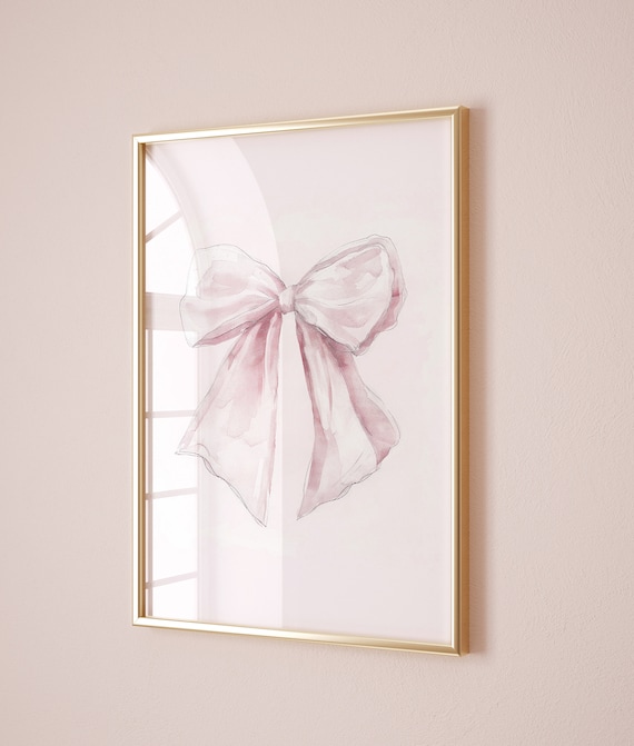Pink Watercolor Bow Coquette Aesthetic Blush Ribbon Art Poster