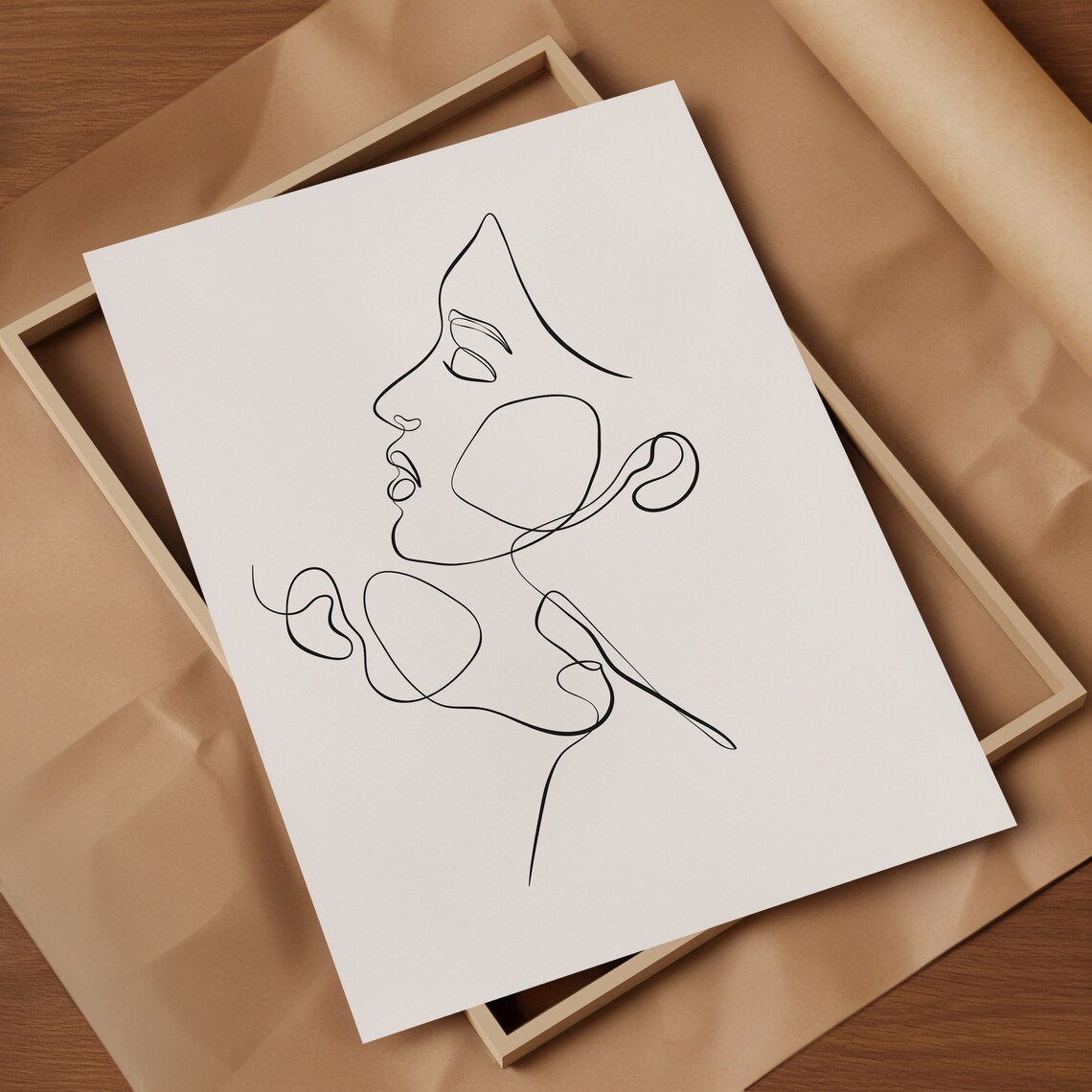 Woman Line Art Drawing, Modern Bathroom Wall Art - Image 2