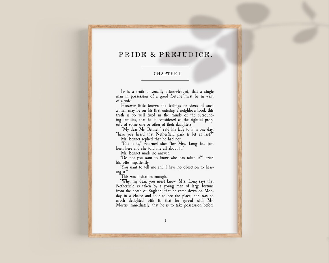 Pride and Prejudice Jane Austen Literary Wall Art Print - Image 2