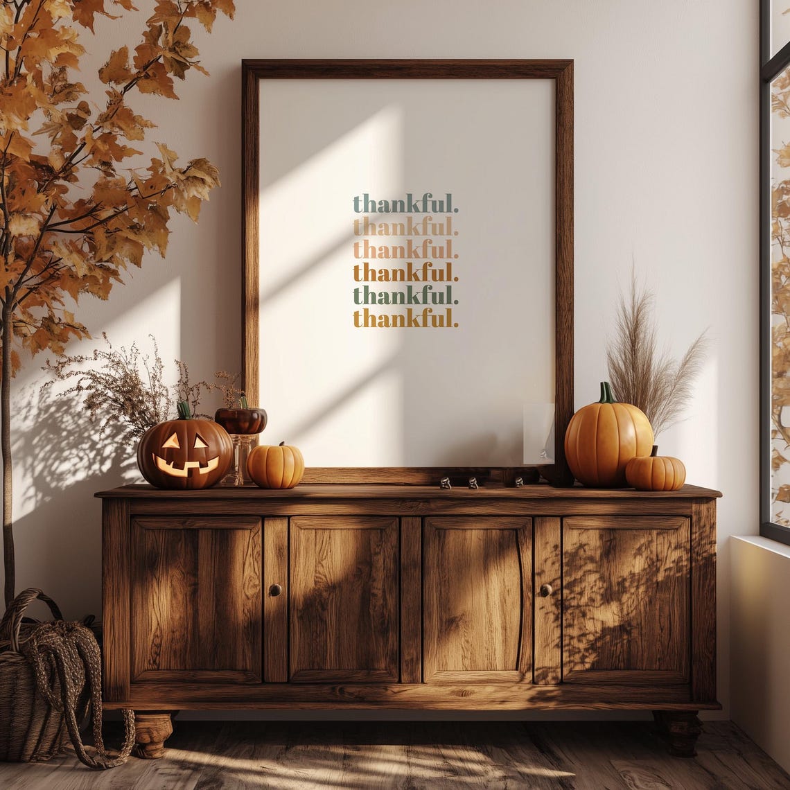 Thankful Repeating Typography Gradient Gratitude Quote Poster - Image 2